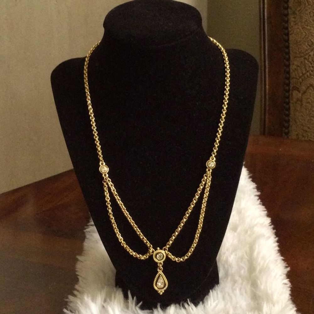 Joan Rivers gold tone necklace with crystal embellishments.t
